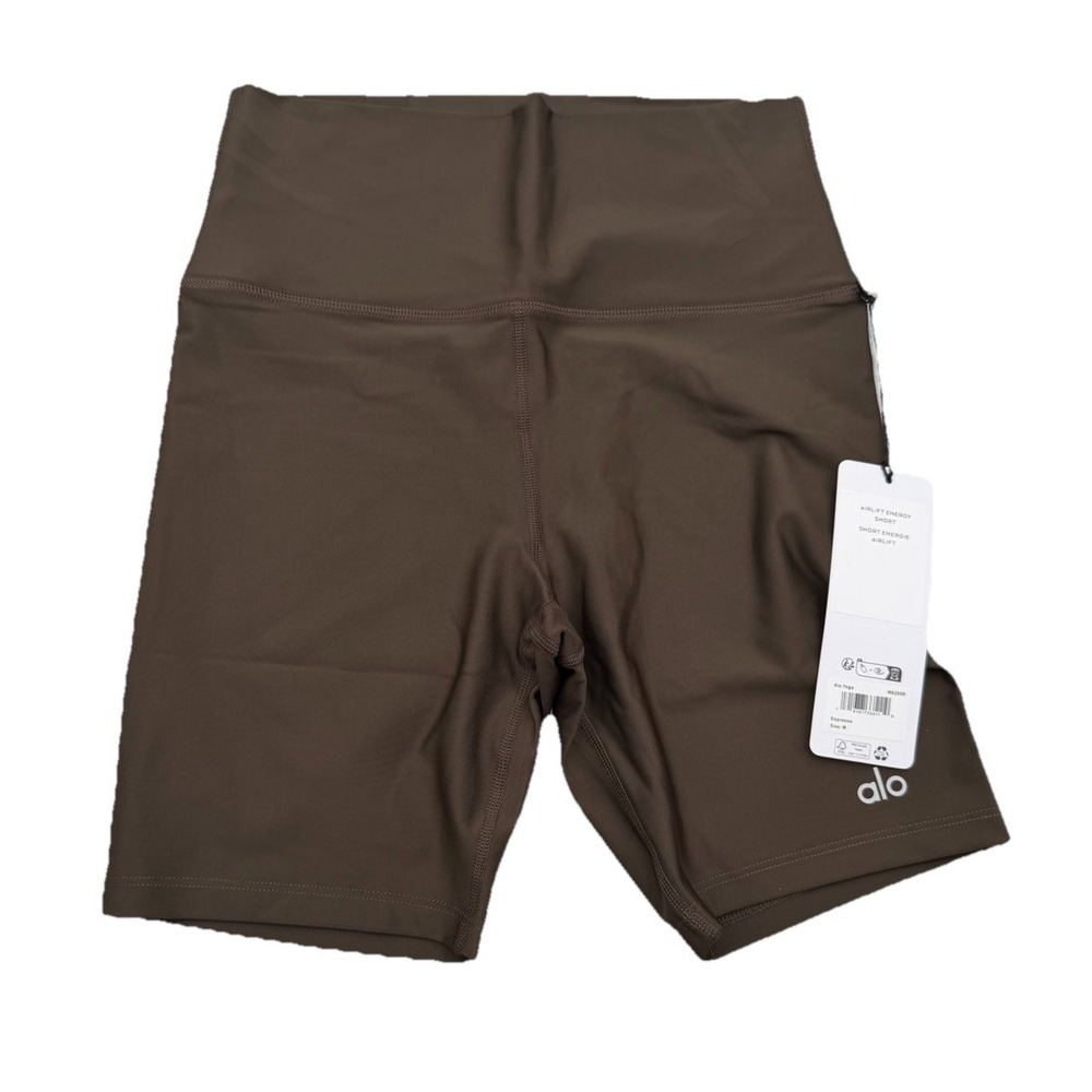 Alo Yoga Airlift Energy Short Espresso Brown Biker Shorts Medium NWT